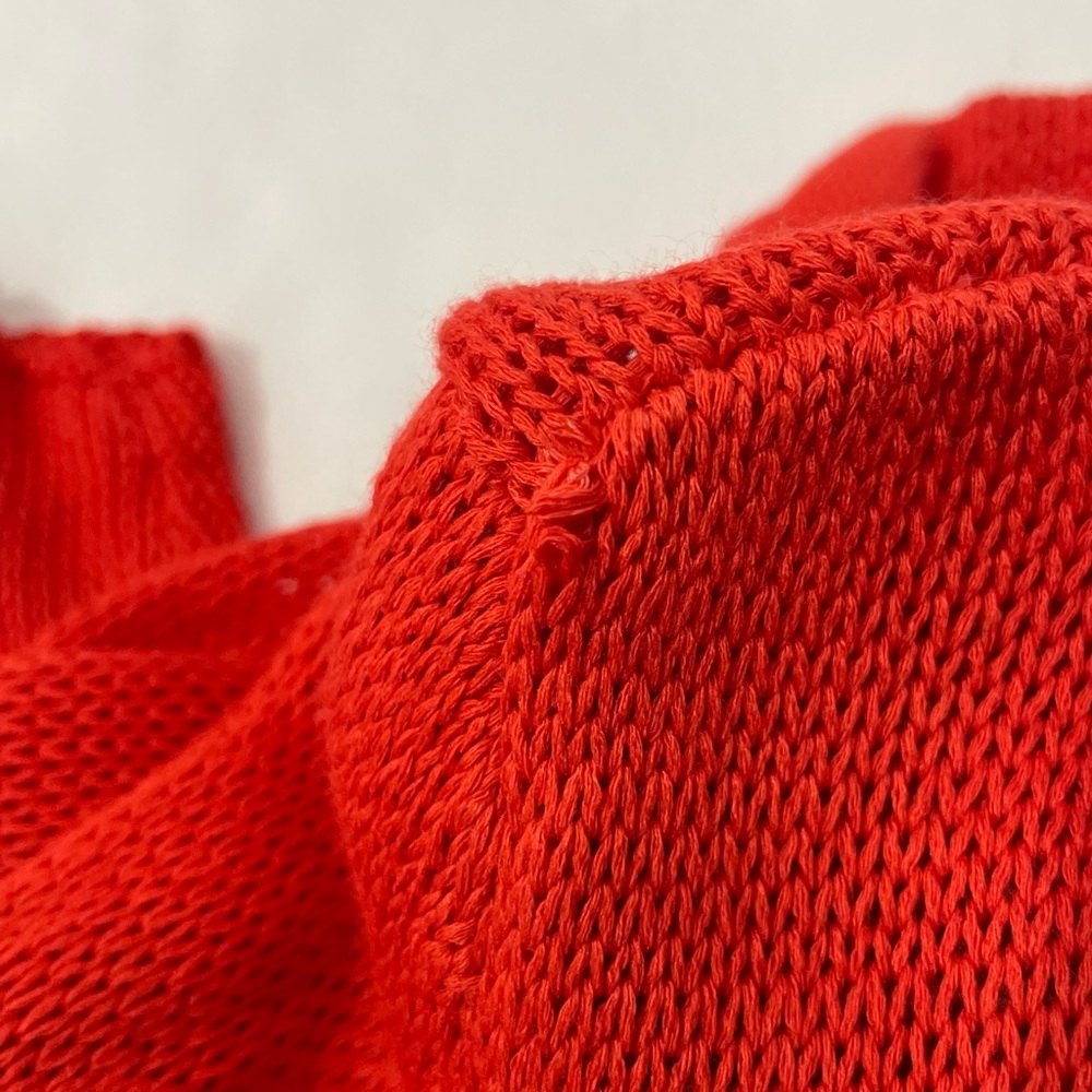 NWT Natacha Paris Open Front Long Sleeve Bold Red Orange Knit Hooded Cardigan - Picture 11 of 11